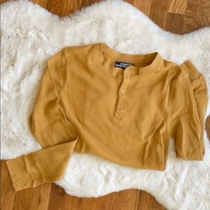 Yellow waffle long sleeve Henley